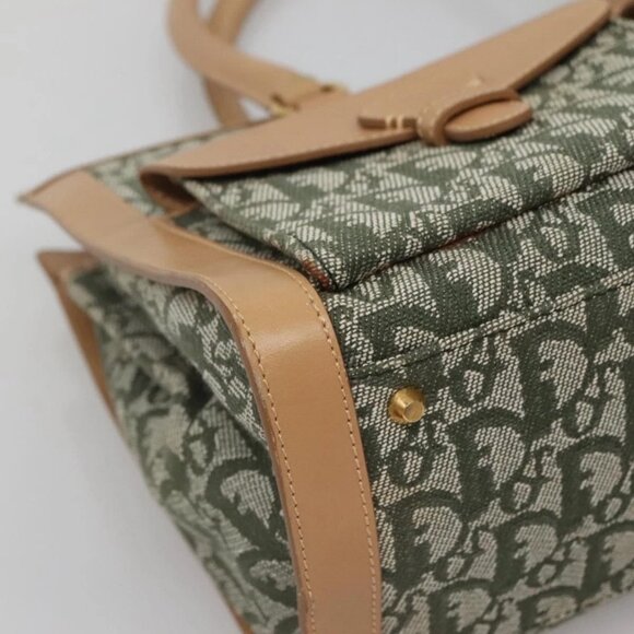 Christian Dior Trotter Canvas Hand Bag Khaki Gold Auth 123689 - Picture 4 of 16